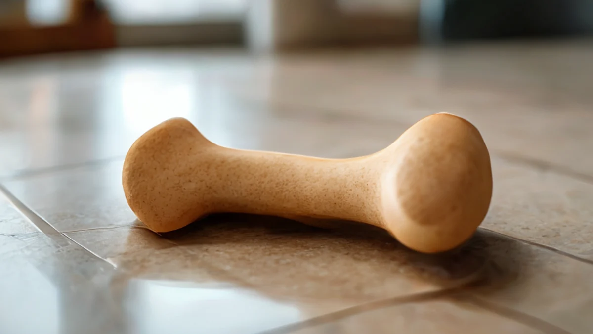 Um pequeno osso para morder com textura para pets.