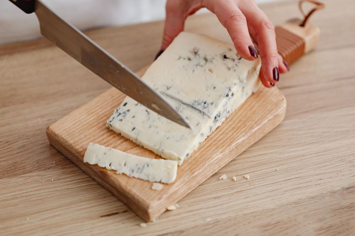 Cheese slice with label