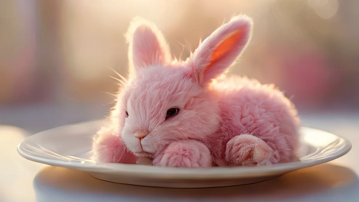 Un lapin marron doux s'assied sur une surface en bois.