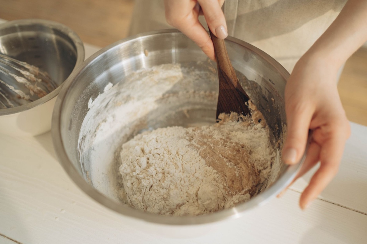 Dog food mixing bowl with fresh ingredients